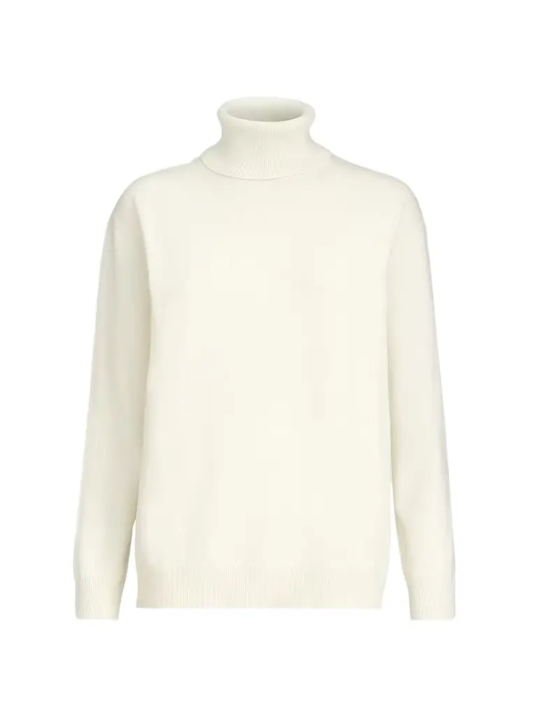 Brunello Cucinelli Women's Cashmere Turtleneck Sweater with Monili - White