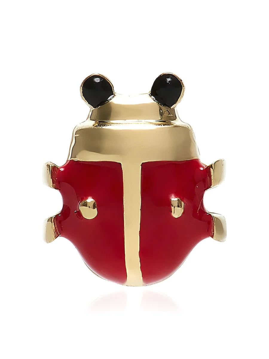 Yvonne Léon Mini Ladybug 9K Gold Enamel Single Earring