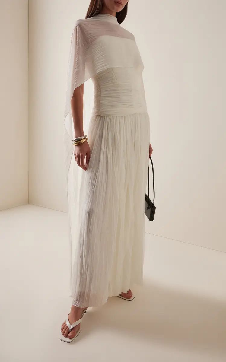 Simkhai Danielle Crinkled Jersey Cape Gown | Thumbnail 2 Simkhai Danielle Crinkled Jersey Cape Gown | Thumbnail 2
