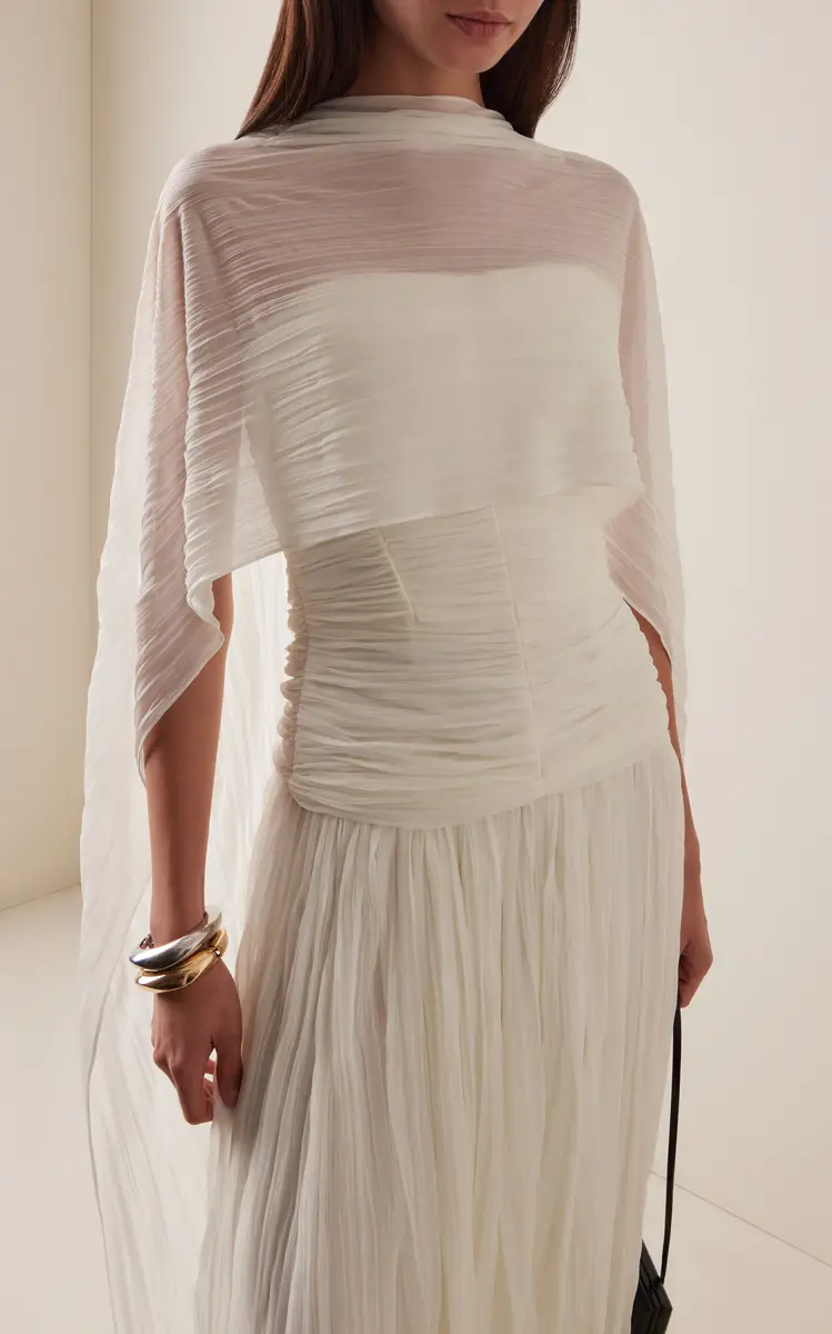 Simkhai Danielle Crinkled Jersey Cape Gown | Thumbnail 3 Simkhai Danielle Crinkled Jersey Cape Gown | Thumbnail 3