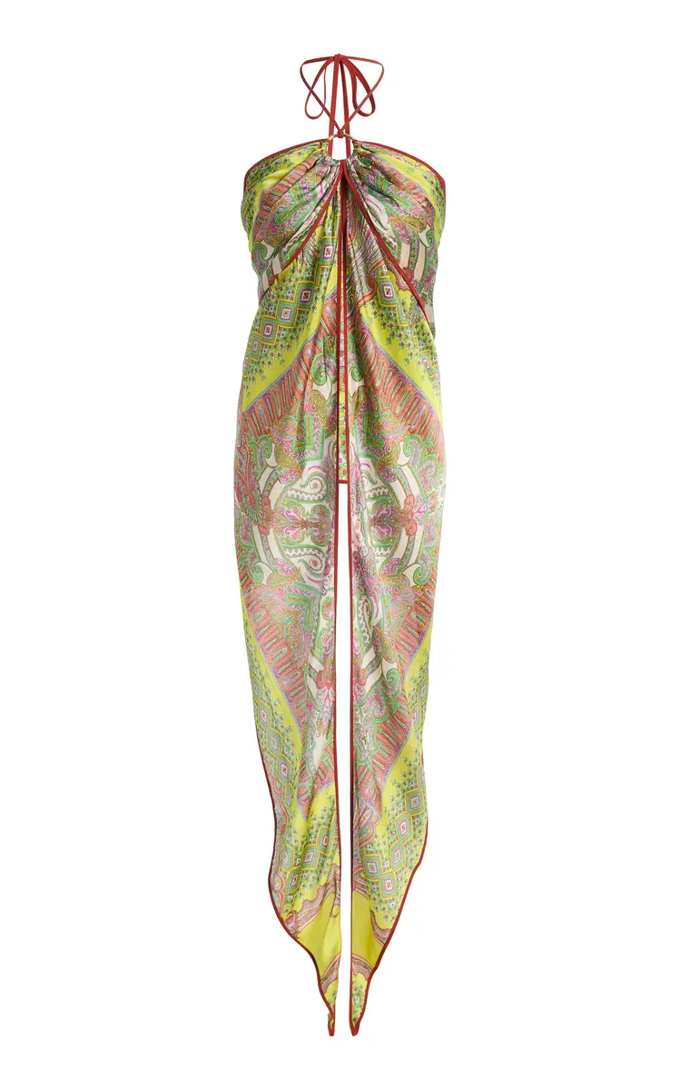 Vulcano Draped Twill Halter Top