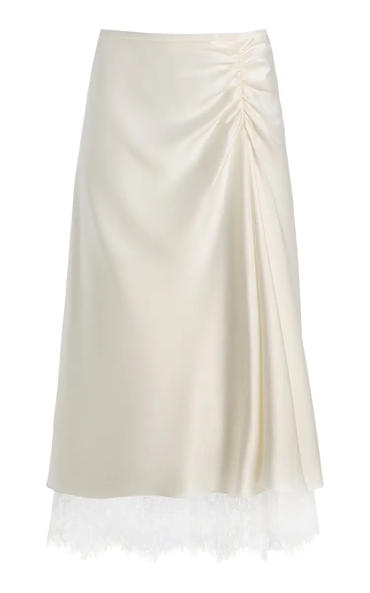 SIR. Ingrid Lace-Trimmed Satin Midi Skirt | Thumbnail 12 SIR. Ingrid Lace-Trimmed Satin Midi Skirt | Thumbnail 12