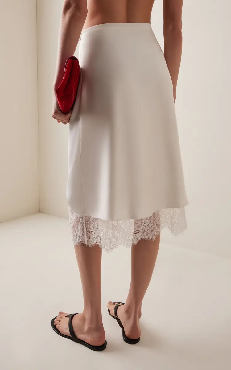 SIR. Ingrid Lace-Trimmed Satin Midi Skirt | Thumbnail 4 SIR. Ingrid Lace-Trimmed Satin Midi Skirt | Thumbnail 4