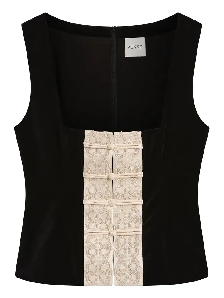 Florian Embroidered Cotton Velvet Top Florian Embroidered Cotton Velvet Top