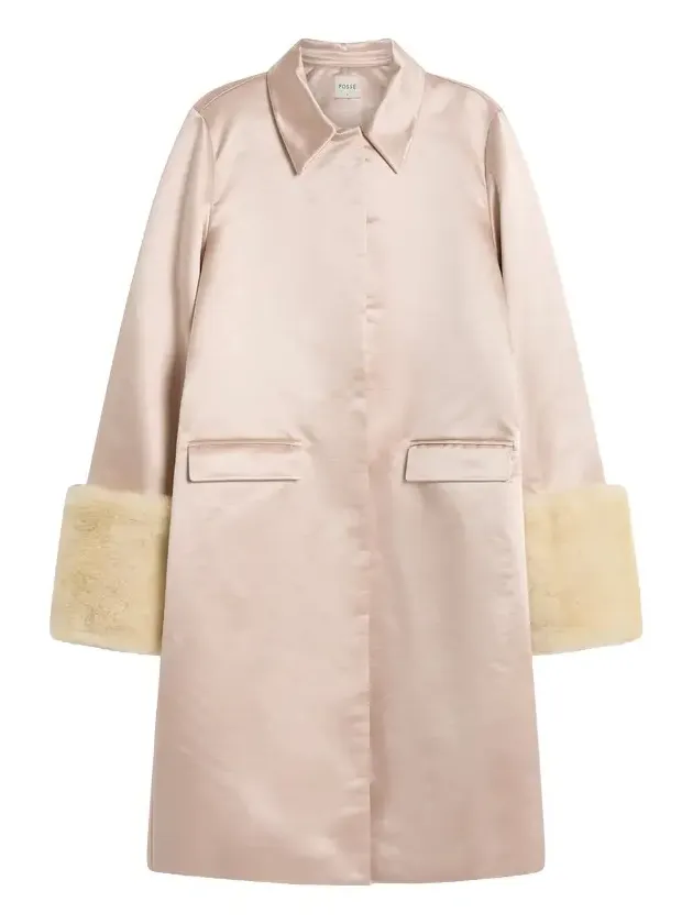 Chester Fur-Trimmed Satin Coat Chester Fur-Trimmed Satin Coat