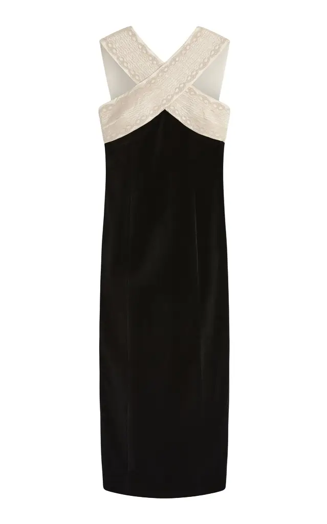 Florian Criss-Cross Velvet Midi Dress