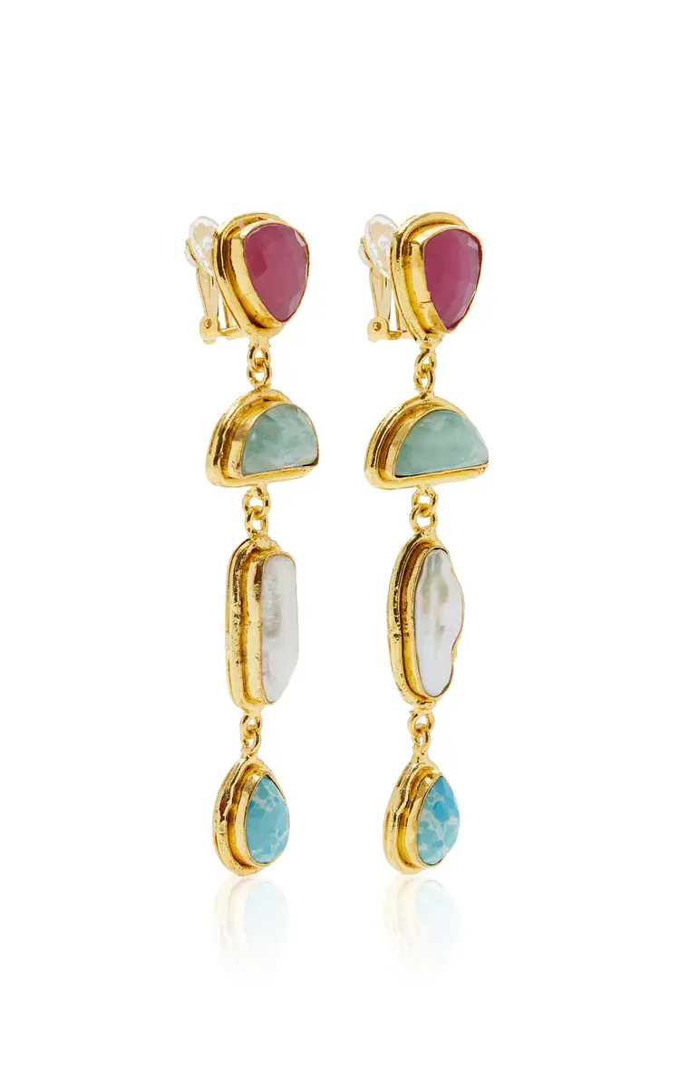 Sylvia Toledano Cascade 22K Gold-Plated Brass Multi-Stone Earrings | Thumbnail 3 Sylvia Toledano Cascade 22K Gold-Plated Brass Multi-Stone Earrings | Thumbnail 3