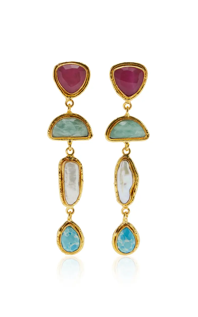 Sylvia Toledano Cascade 22K Gold-Plated Brass Multi-Stone Earrings | Thumbnail 4 Sylvia Toledano Cascade 22K Gold-Plated Brass Multi-Stone Earrings | Thumbnail 4