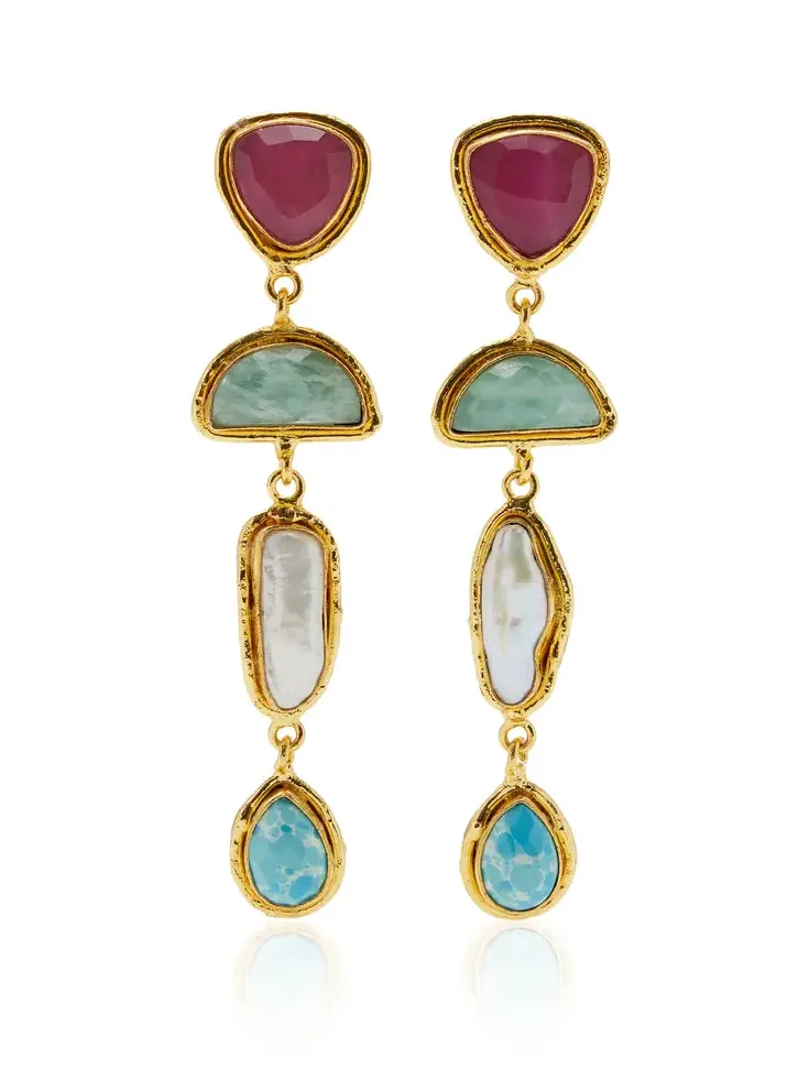 Sylvia Toledano Cascade 22K Gold-Plated Brass Multi-Stone Earrings