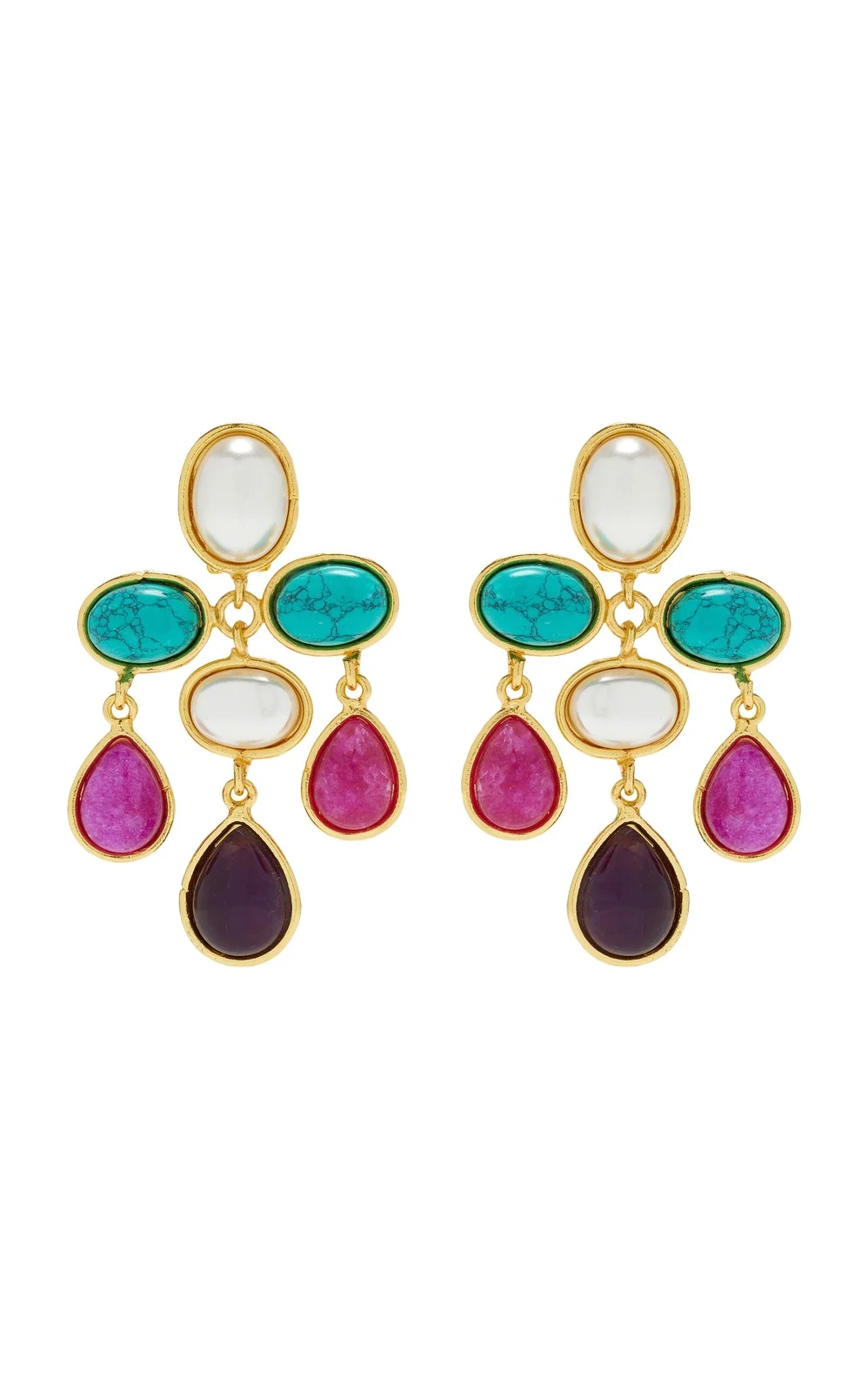 Valse 22K Gold-Plated Brass Multi-Stone Earrings Valse 22K Gold-Plated Brass Multi-Stone Earrings