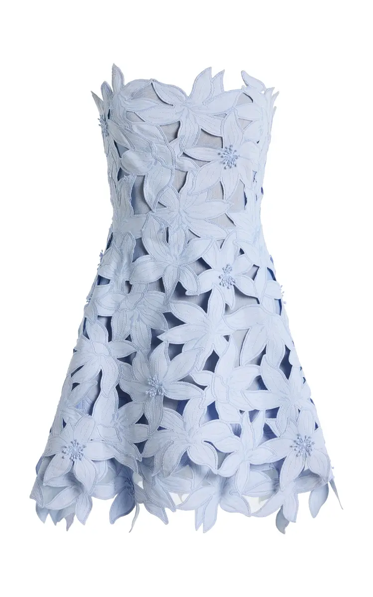 SIMKHAI Miri Bustier Embroidered Crepe Mini Dress | Image 1 SIMKHAI Miri Bustier Embroidered Crepe Mini Dress | Image 1
