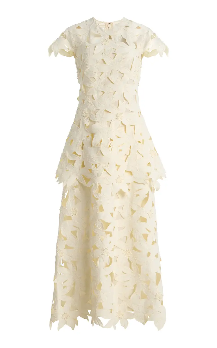 Simkhai Neve Embroidered Crepe Midi Dress | Thumbnail 3 Simkhai Neve Embroidered Crepe Midi Dress | Thumbnail 3