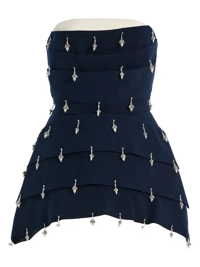 Chorus Exclusive Sasha Embellished Crepe de Chine Top