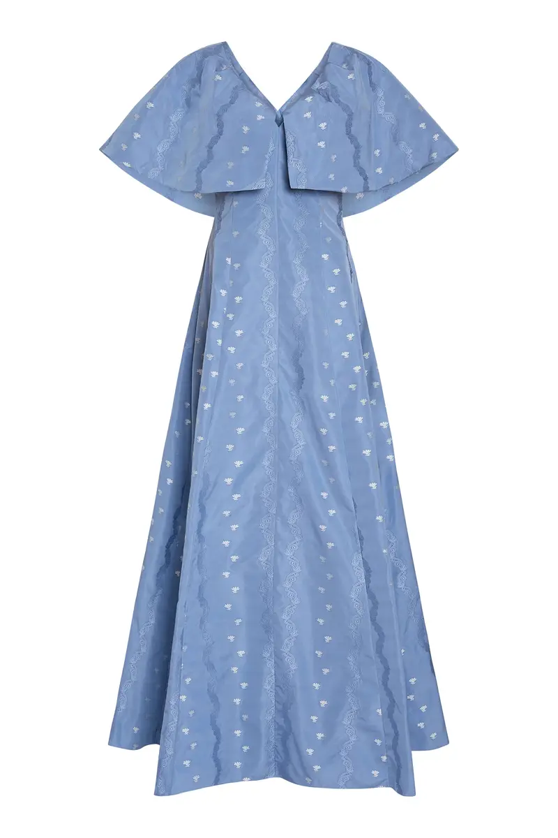 Markarian Eloise Wedgewood Floral Taffeta Capelet Gown | Image 1 Markarian Eloise Wedgewood Floral Taffeta Capelet Gown | Image 1