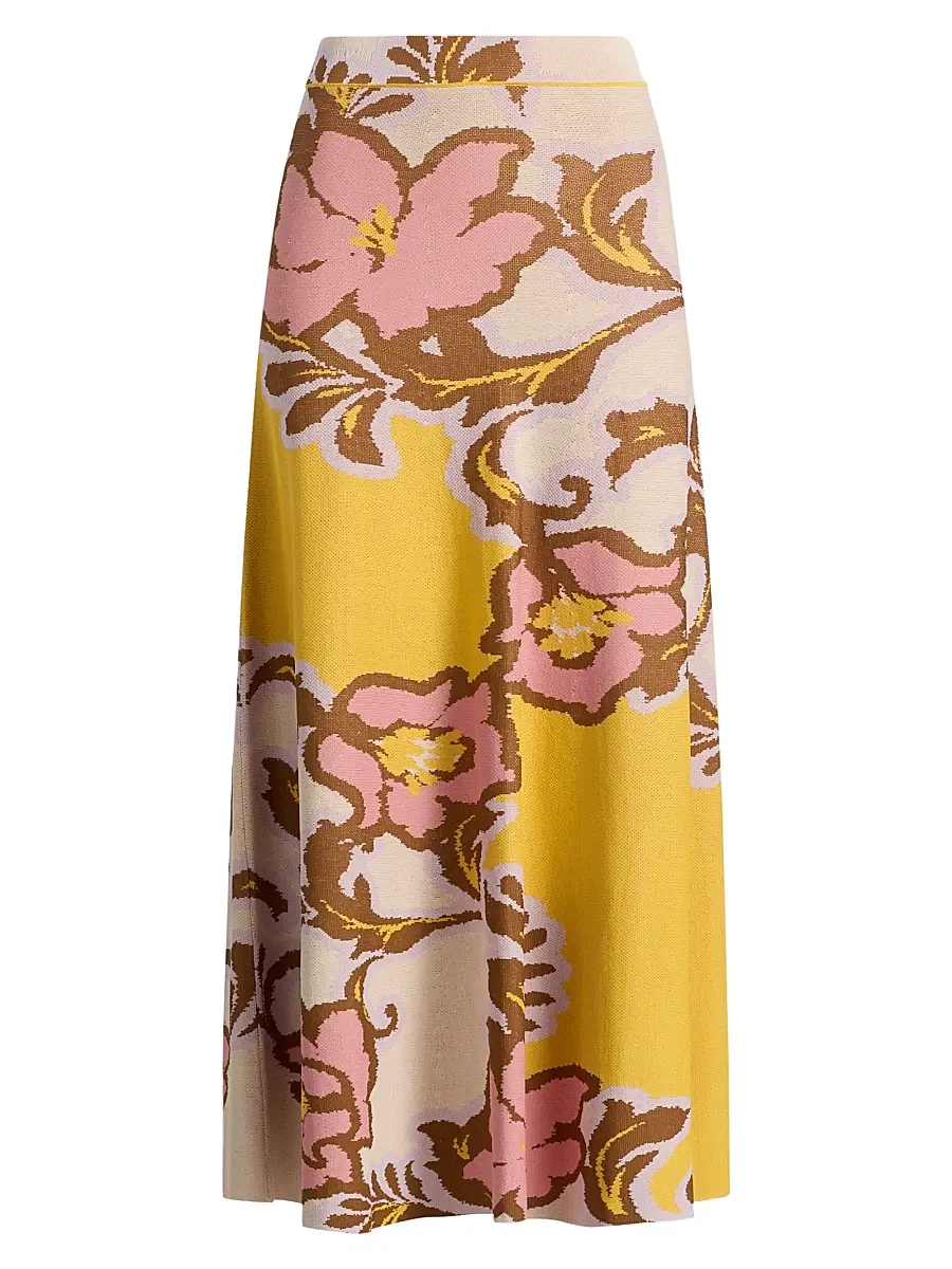 MISA Los Angeles Women's Karma Floral Knit Maxi Skirt - Plumeria Wave Knit | Image 1 MISA Los Angeles Women's Karma Floral Knit Maxi Skirt - Plumeria Wave Knit | Image 1