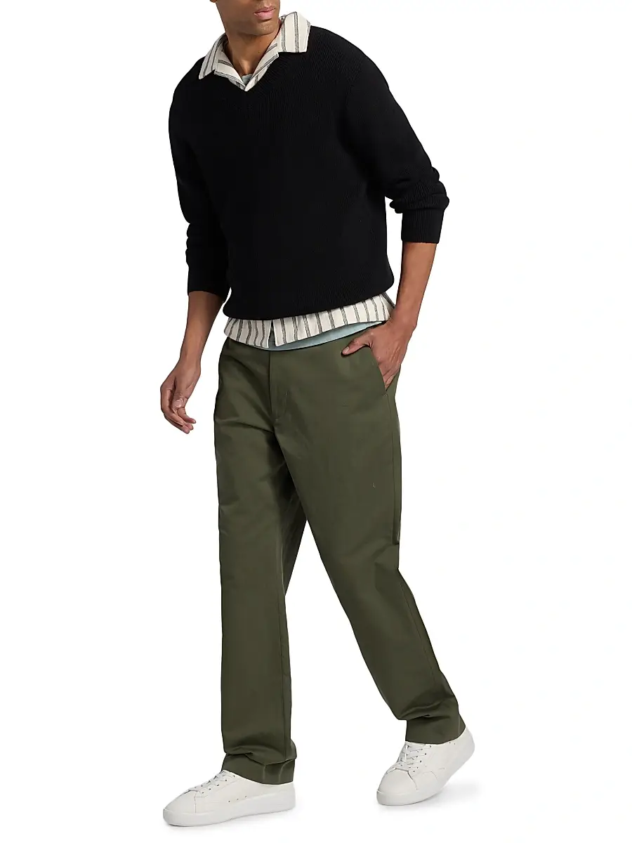 Vince Men's Rib-Knit Cotton-Blend V-Neck Sweater | Thumbnail 2 Vince Men's Rib-Knit Cotton-Blend V-Neck Sweater | Thumbnail 2