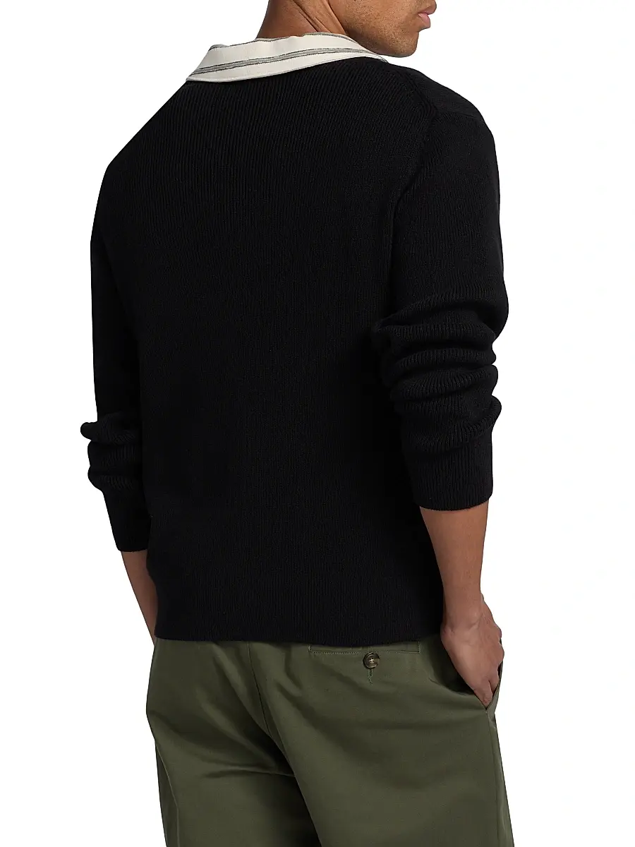 Vince Men's Rib-Knit Cotton-Blend V-Neck Sweater | Thumbnail 5 Vince Men's Rib-Knit Cotton-Blend V-Neck Sweater | Thumbnail 5