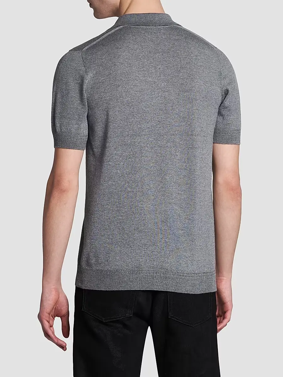 Alexander McQueen Men's Embroidered Wool Polo Shirt | Thumbnail 5 Alexander McQueen Men's Embroidered Wool Polo Shirt | Thumbnail 5