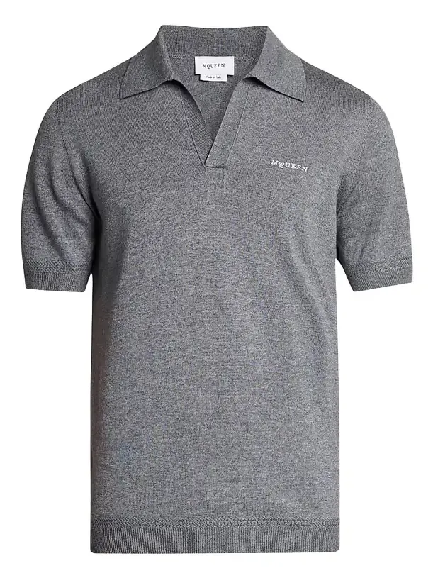 Men's Embroidered Wool Polo Shirt Men's Embroidered Wool Polo Shirt