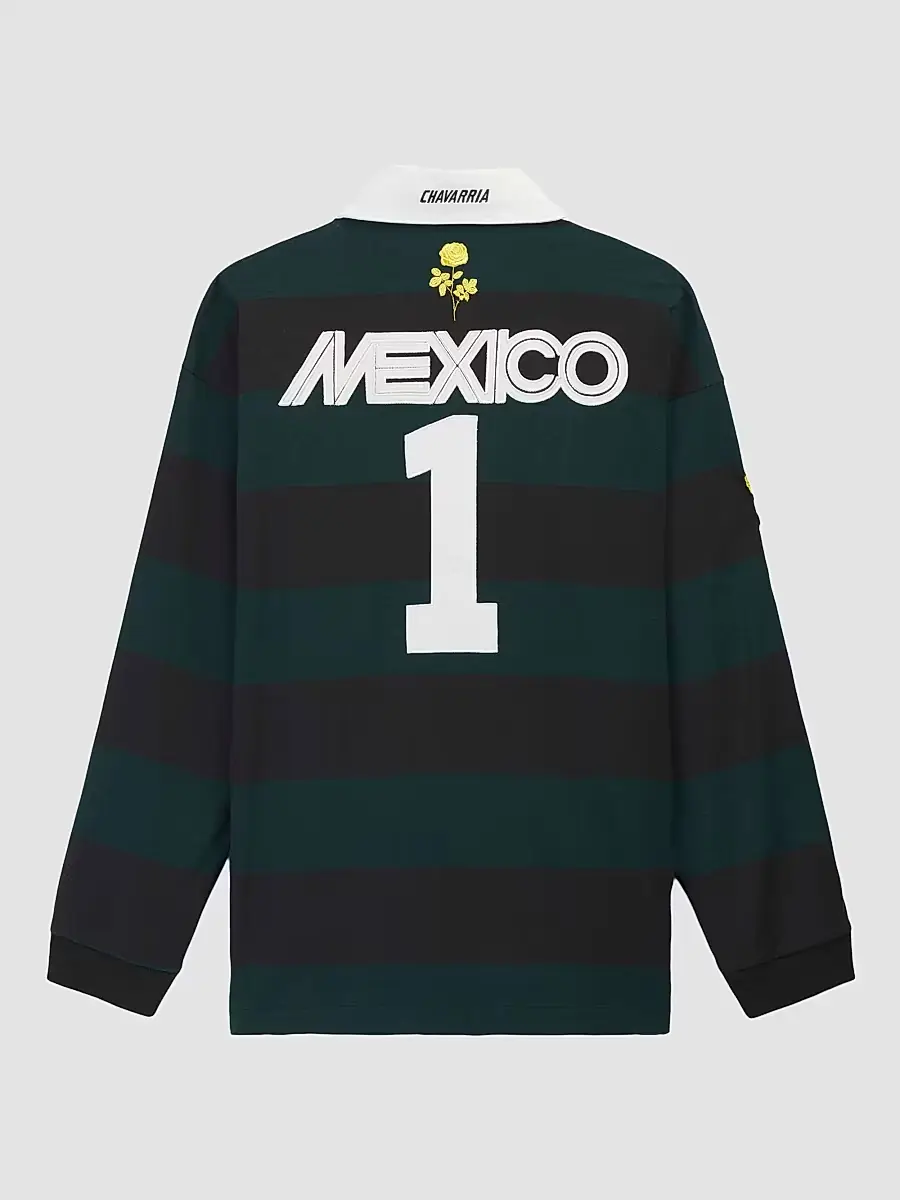 adidas Y-3 Men's adidas x Willy Chavarria Portero Cotton Long-Sleeve Rugby Polo Shirt | Thumbnail 2
