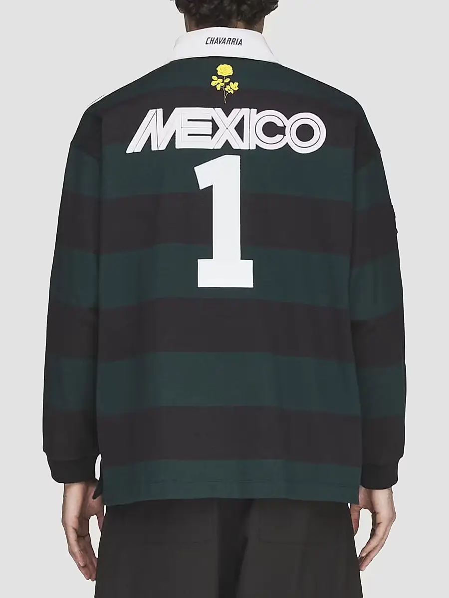 adidas Y-3 Men's adidas x Willy Chavarria Portero Cotton Long-Sleeve Rugby Polo Shirt | Thumbnail 3