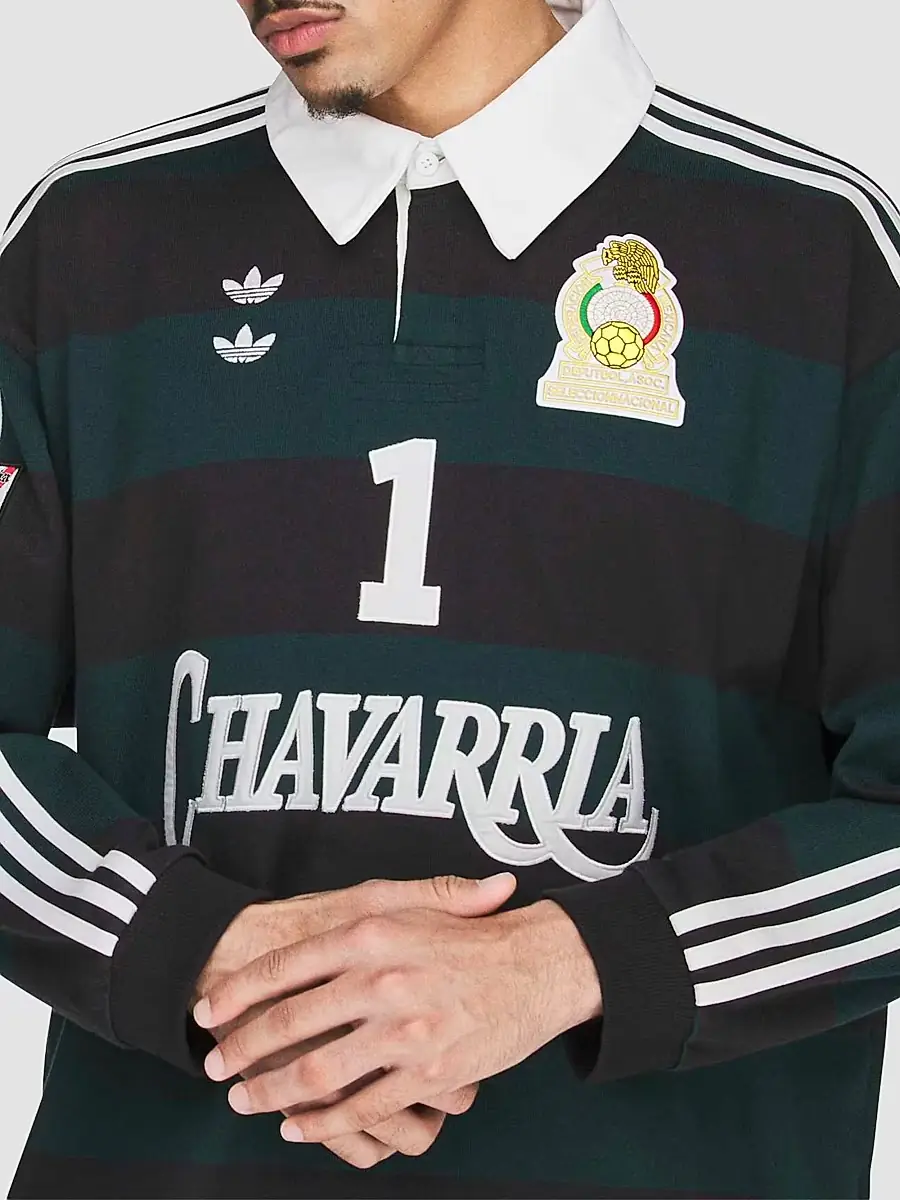 adidas Y-3 Men's adidas x Willy Chavarria Portero Cotton Long-Sleeve Rugby Polo Shirt | Thumbnail 5