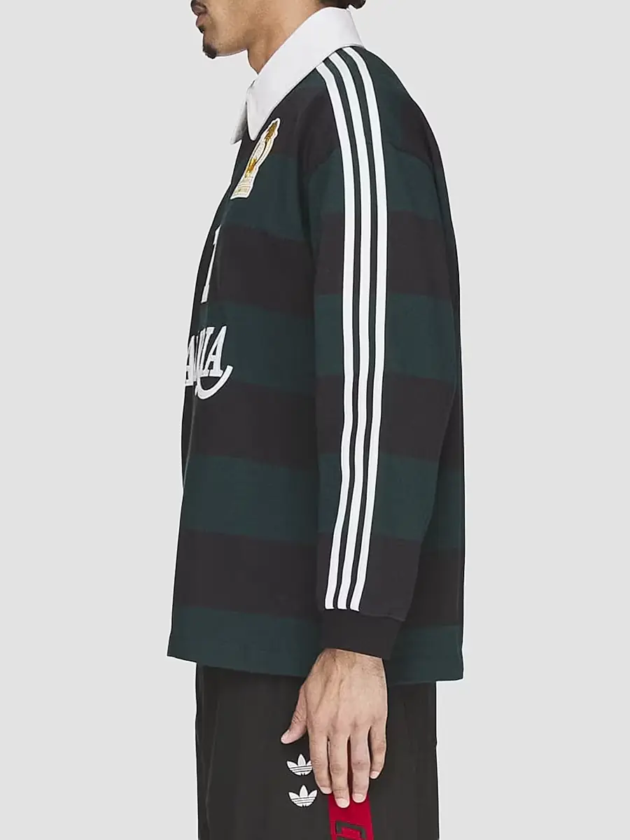 adidas Y-3 Men's adidas x Willy Chavarria Portero Cotton Long-Sleeve Rugby Polo Shirt | Thumbnail 7