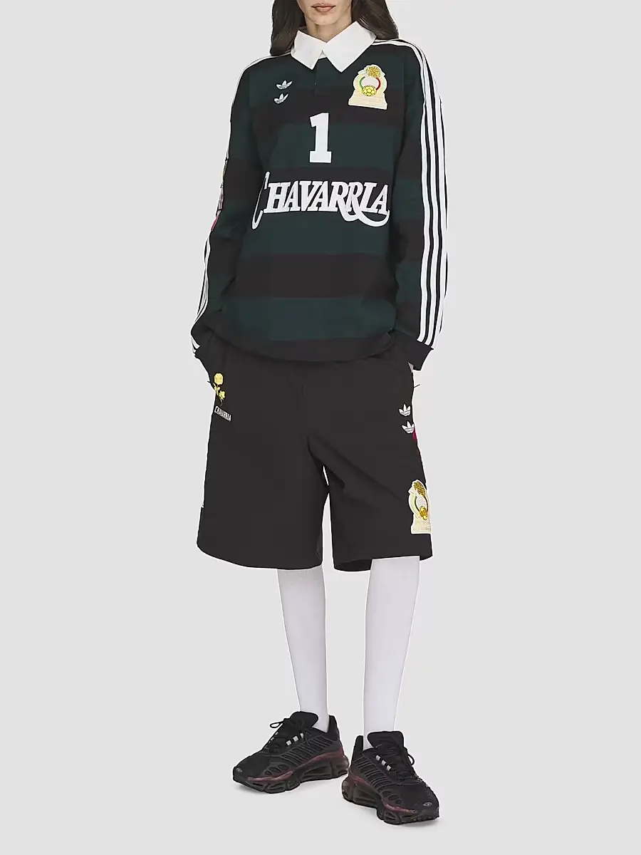 adidas Y-3 Men's adidas x Willy Chavarria Portero Cotton Long-Sleeve Rugby Polo Shirt | Thumbnail 8