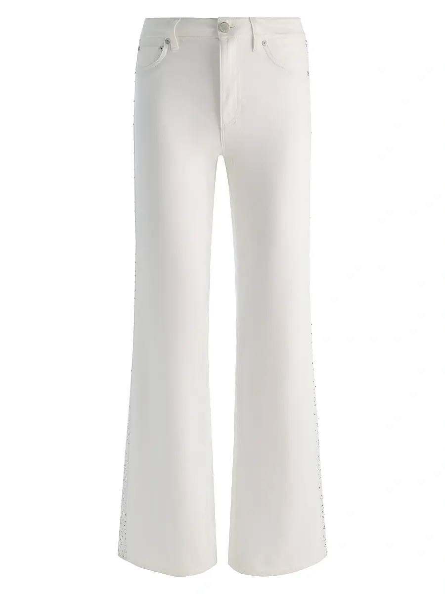 Alice + Olivia Women's Chic High-Rise Embellished Striped Jeans