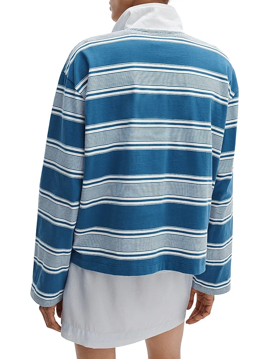 rag & bone Women's Kelly Striped Cotton Long-Sleeve Polo Shirt | Thumbnail 5 rag & bone Women's Kelly Striped Cotton Long-Sleeve Polo Shirt | Thumbnail 5