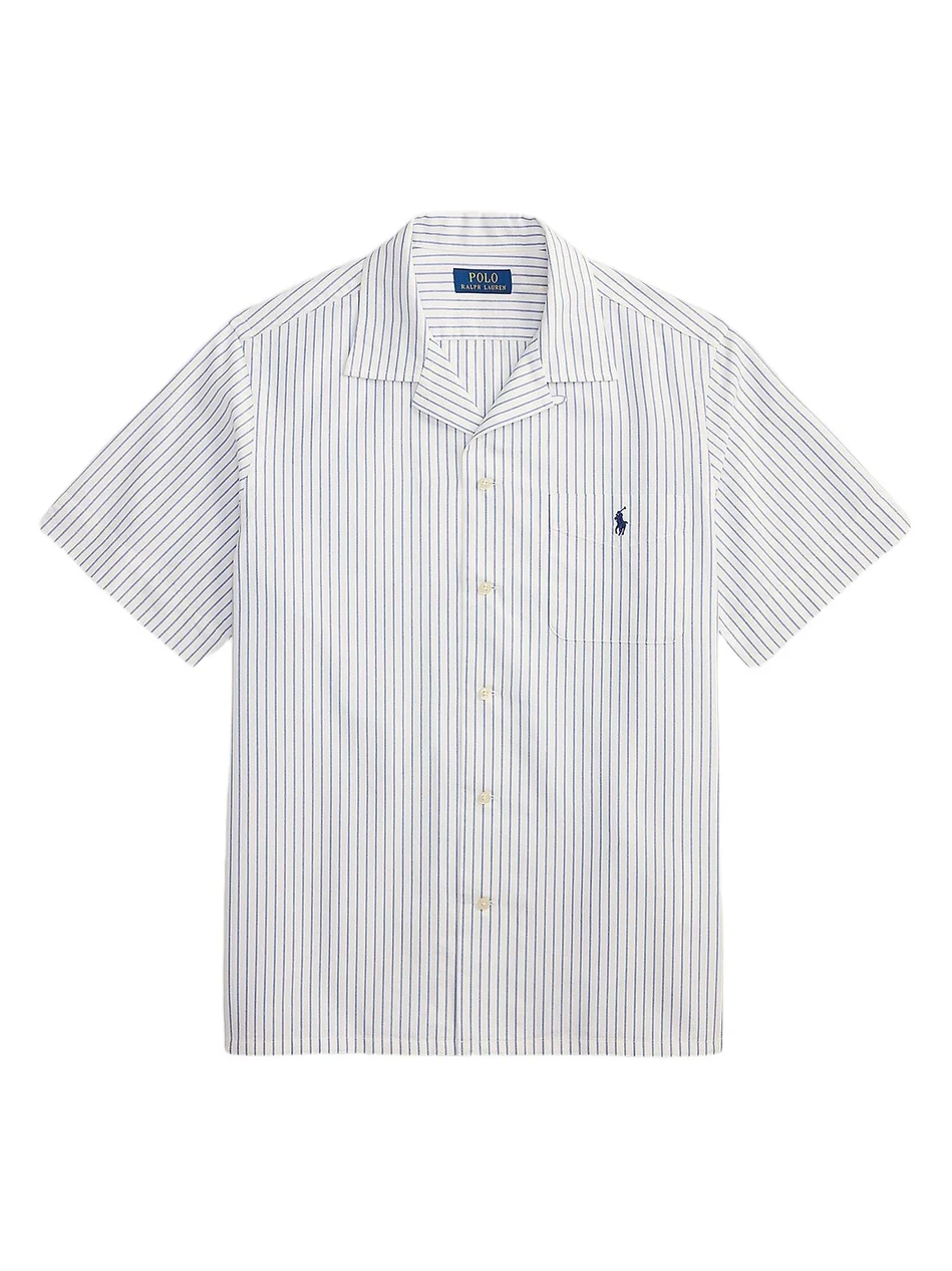 Men's Classic-Fit Striped Oxford Camp Shirt