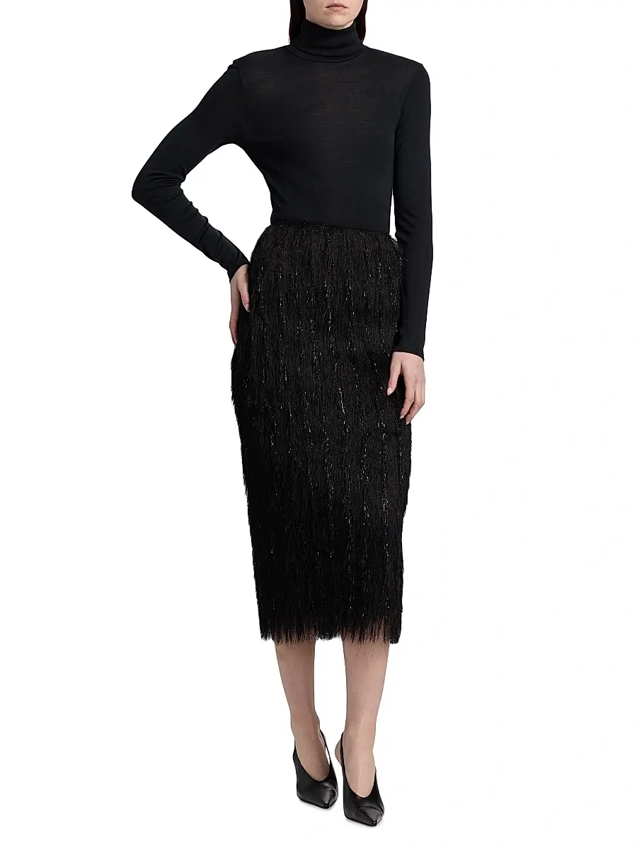 Lapointe Women's Metallic Fringe Midi-Skirt | Thumbnail 2