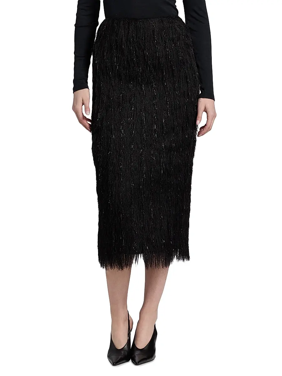 Lapointe Women's Metallic Fringe Midi-Skirt | Thumbnail 3