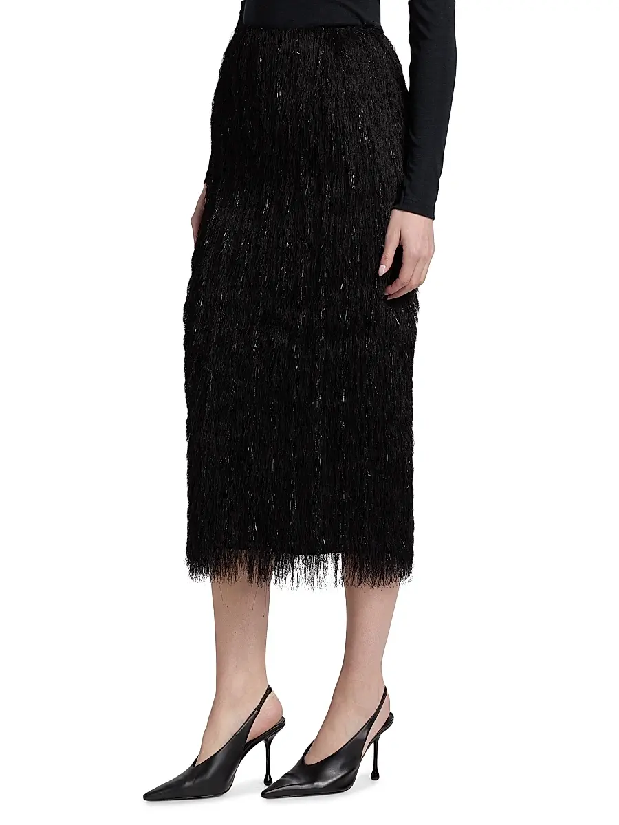 Lapointe Women's Metallic Fringe Midi-Skirt | Thumbnail 4