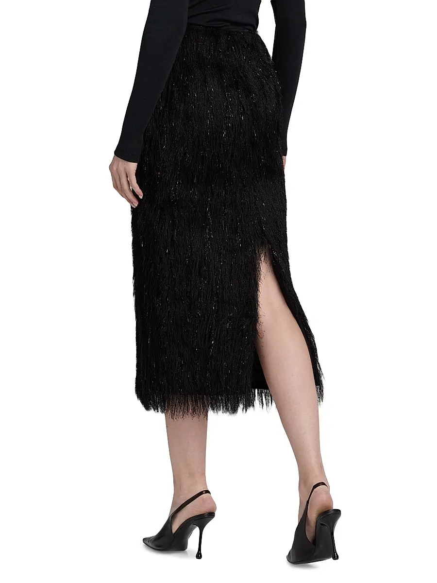 Lapointe Women's Metallic Fringe Midi-Skirt | Thumbnail 5