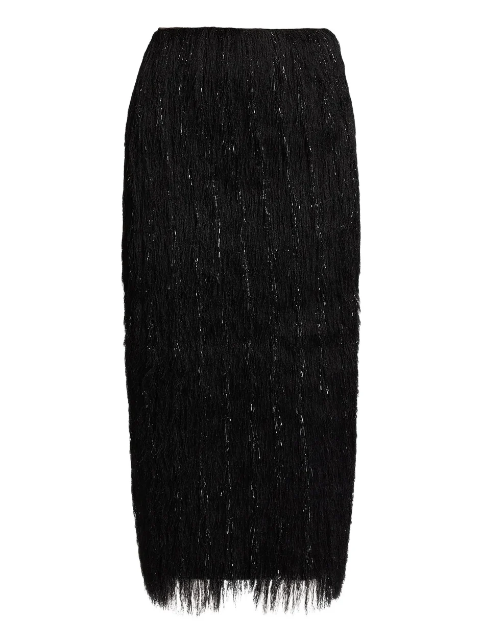 Women's Metallic Fringe Midi-Skirt