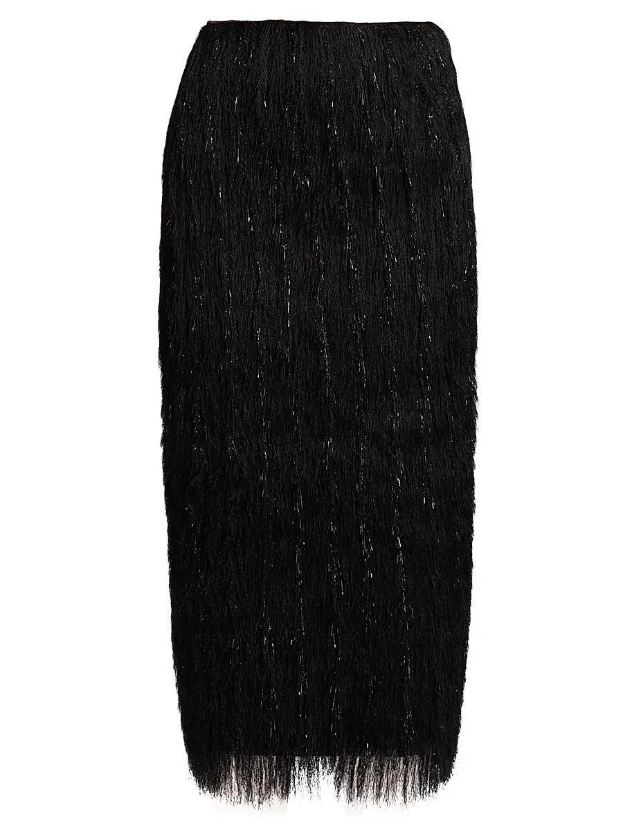 Lapointe Women's Metallic Fringe Midi-Skirt - Black - Size 14 | Image 1 Lapointe Women's Metallic Fringe Midi-Skirt - Black - Size 14 | Image 1