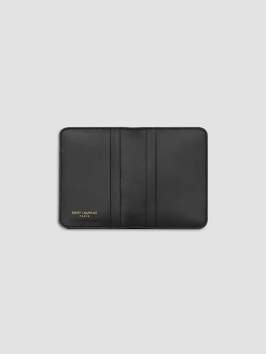 Saint Laurent Women's Jamie Bi-Fold Card Case in Lambskin - Black | Thumbnail 2 Saint Laurent Women's Jamie Bi-Fold Card Case in Lambskin - Black | Thumbnail 2