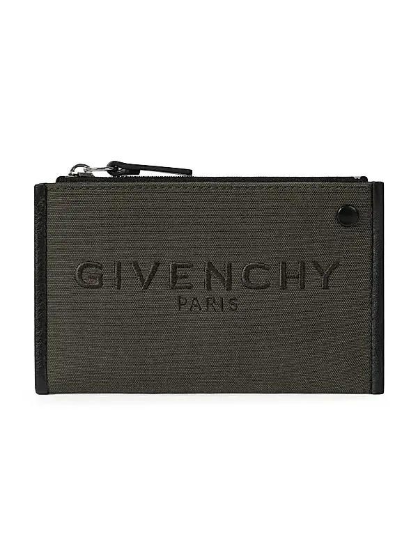 Givenchy Men's Cargo Zipped Card Holder in Canvas - Taupe