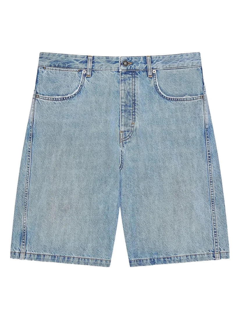 Givenchy Men's Couture Seam Bermuda Shorts in Denim - Light Blue