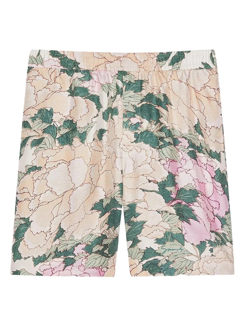 Givenchy Men's Bermuda Shorts in Silk with Pastel Flowers Print