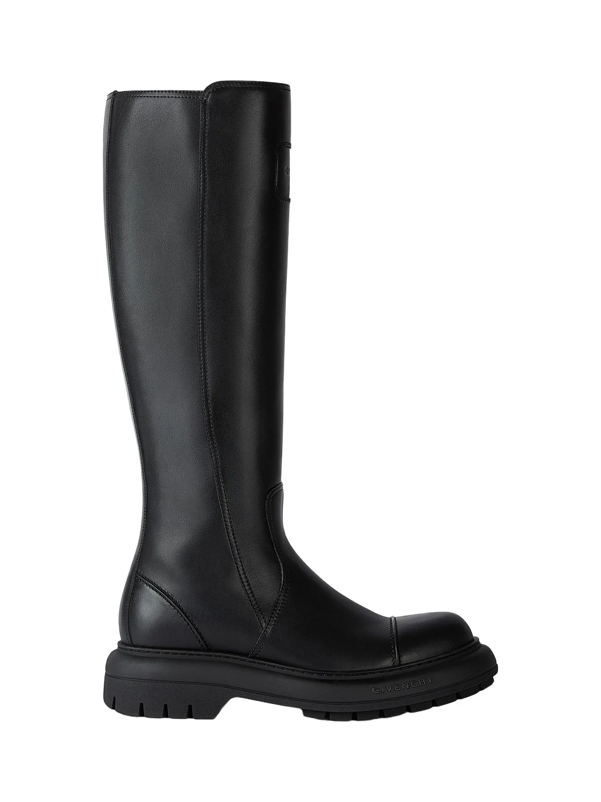 Men's Cargo Biker Knee High Boots in Leather - Black Men's Cargo Biker Knee High Boots in Leather - Black