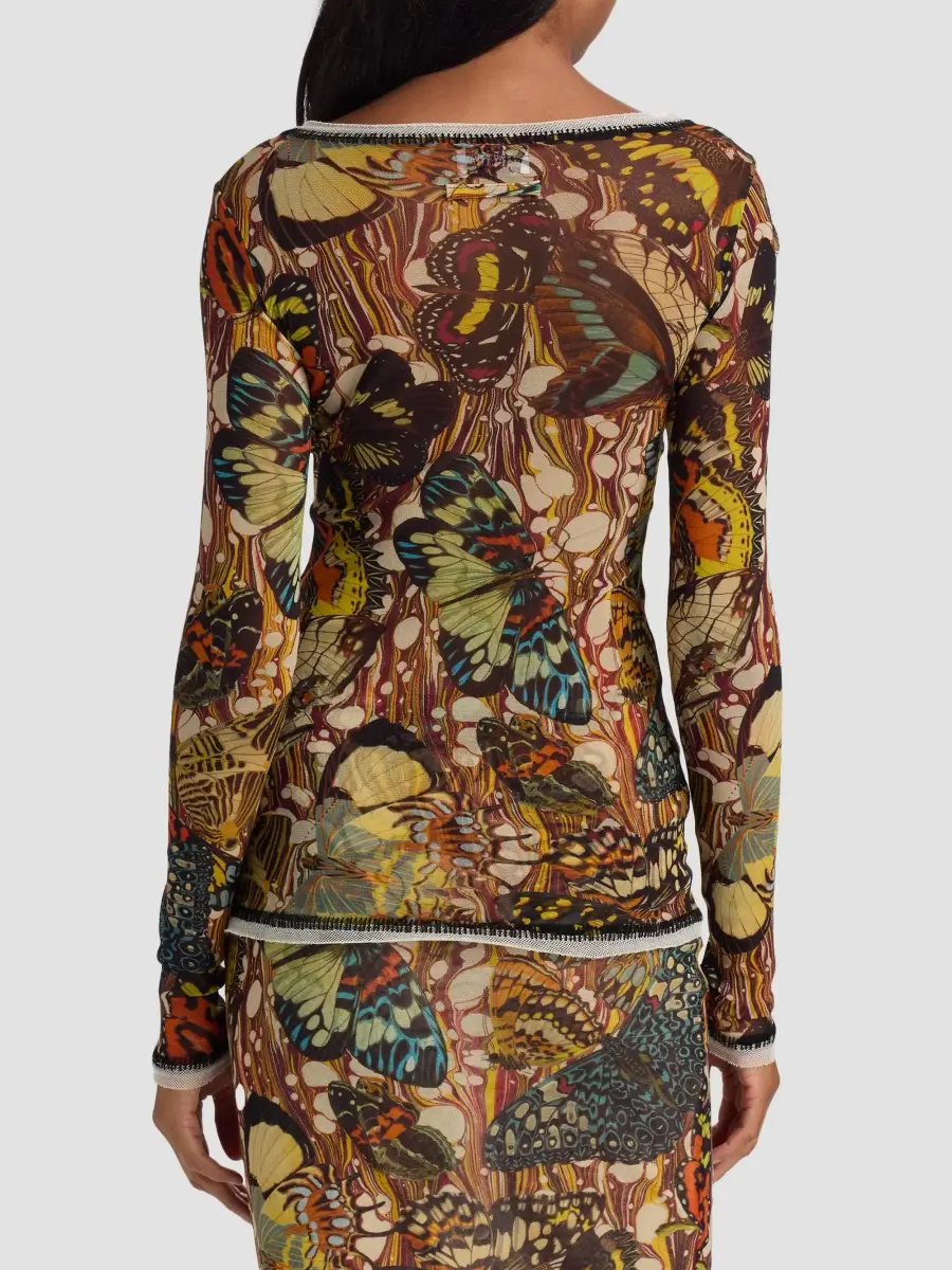 Jean Paul Gaultier Women's Butterfly-Print Long-Sleeve Mesh Top | Thumbnail 5 Jean Paul Gaultier Women's Butterfly-Print Long-Sleeve Mesh Top | Thumbnail 5