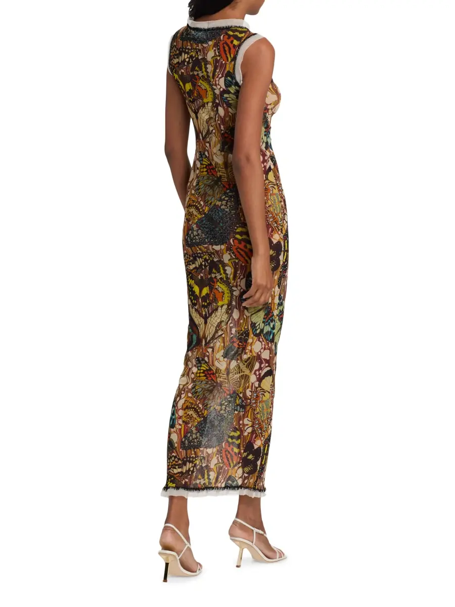 Jean Paul Gaultier Women's Butterfly-Print Sleeveless Mesh Maxi Dress | Thumbnail 5 Jean Paul Gaultier Women's Butterfly-Print Sleeveless Mesh Maxi Dress | Thumbnail 5