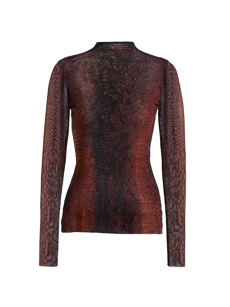 Jean Paul Gaultier Women's Snakeskin-Print Mesh Top