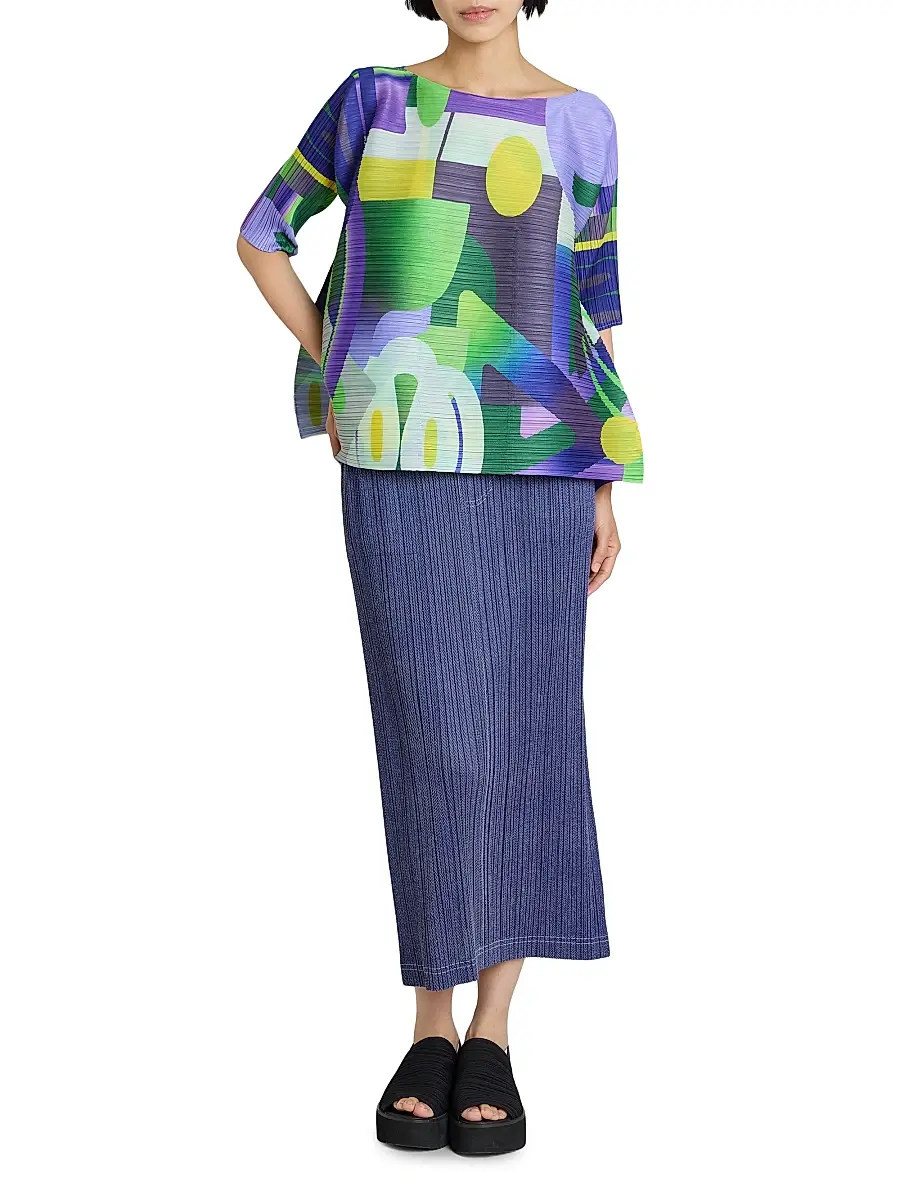 Pleats Please Issey Miyake Women's Denim-Look Plissé Midi-Skirt | Thumbnail 2 Pleats Please Issey Miyake Women's Denim-Look Plissé Midi-Skirt | Thumbnail 2