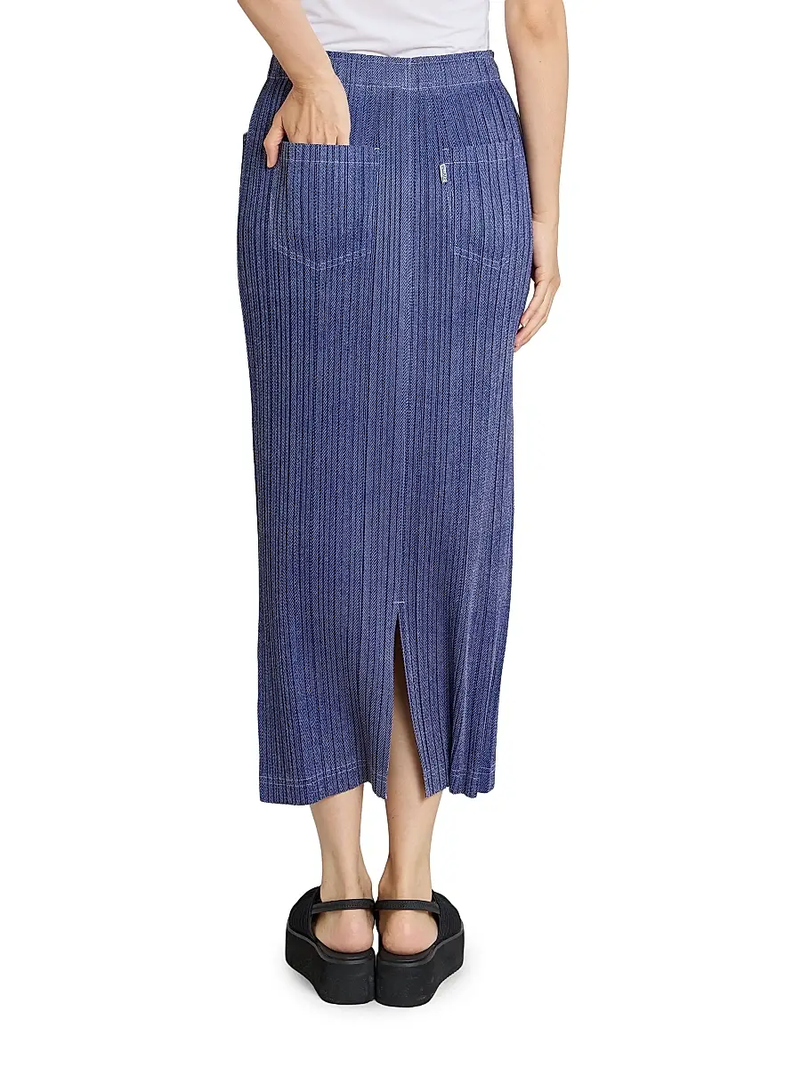Pleats Please Issey Miyake Women's Denim-Look Plissé Midi-Skirt | Thumbnail 5 Pleats Please Issey Miyake Women's Denim-Look Plissé Midi-Skirt | Thumbnail 5