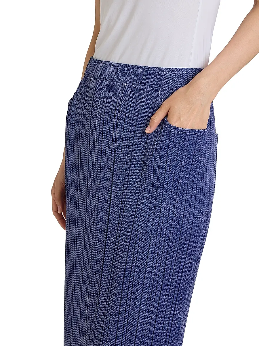 Pleats Please Issey Miyake Women's Denim-Look Plissé Midi-Skirt | Thumbnail 6 Pleats Please Issey Miyake Women's Denim-Look Plissé Midi-Skirt | Thumbnail 6
