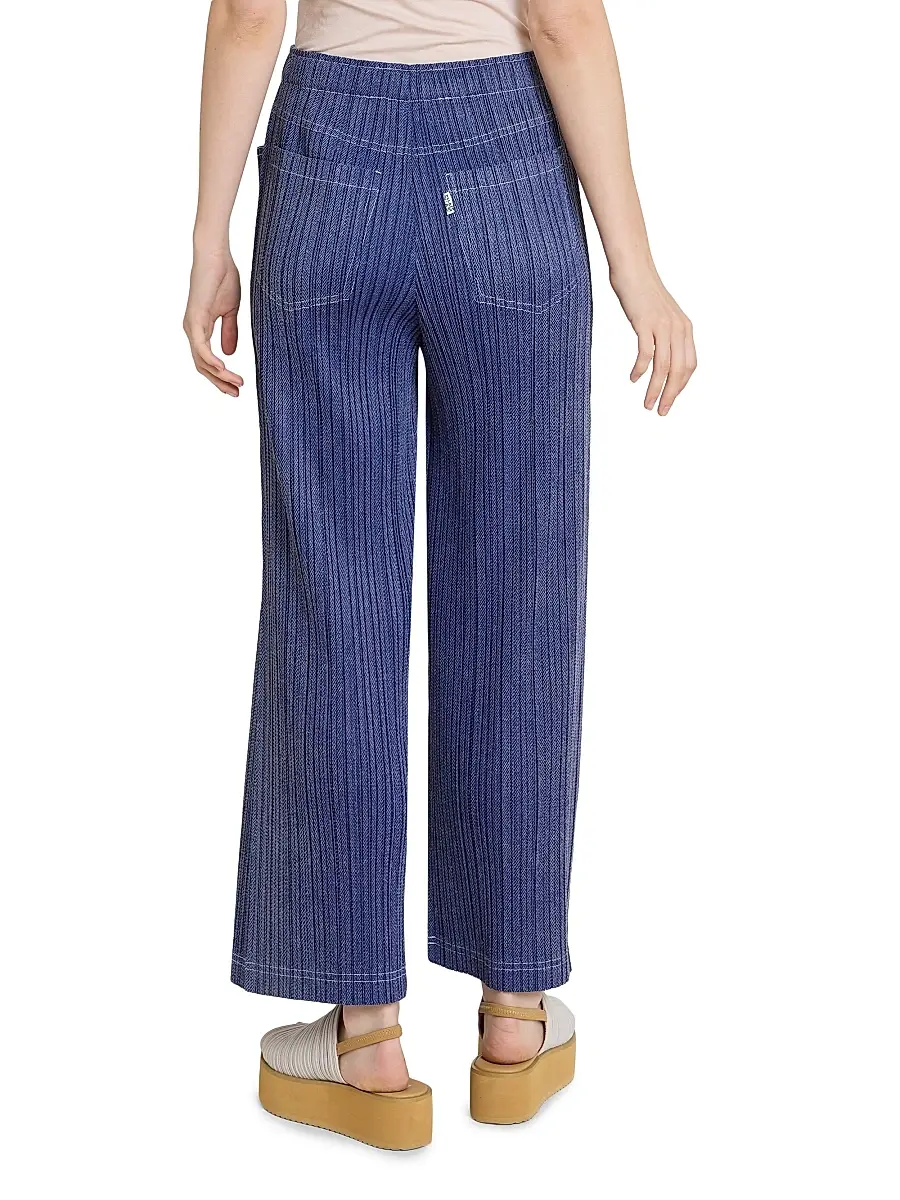 Pleats Please Issey Miyake Women's Denim-Look Plissé Pants | Thumbnail 5