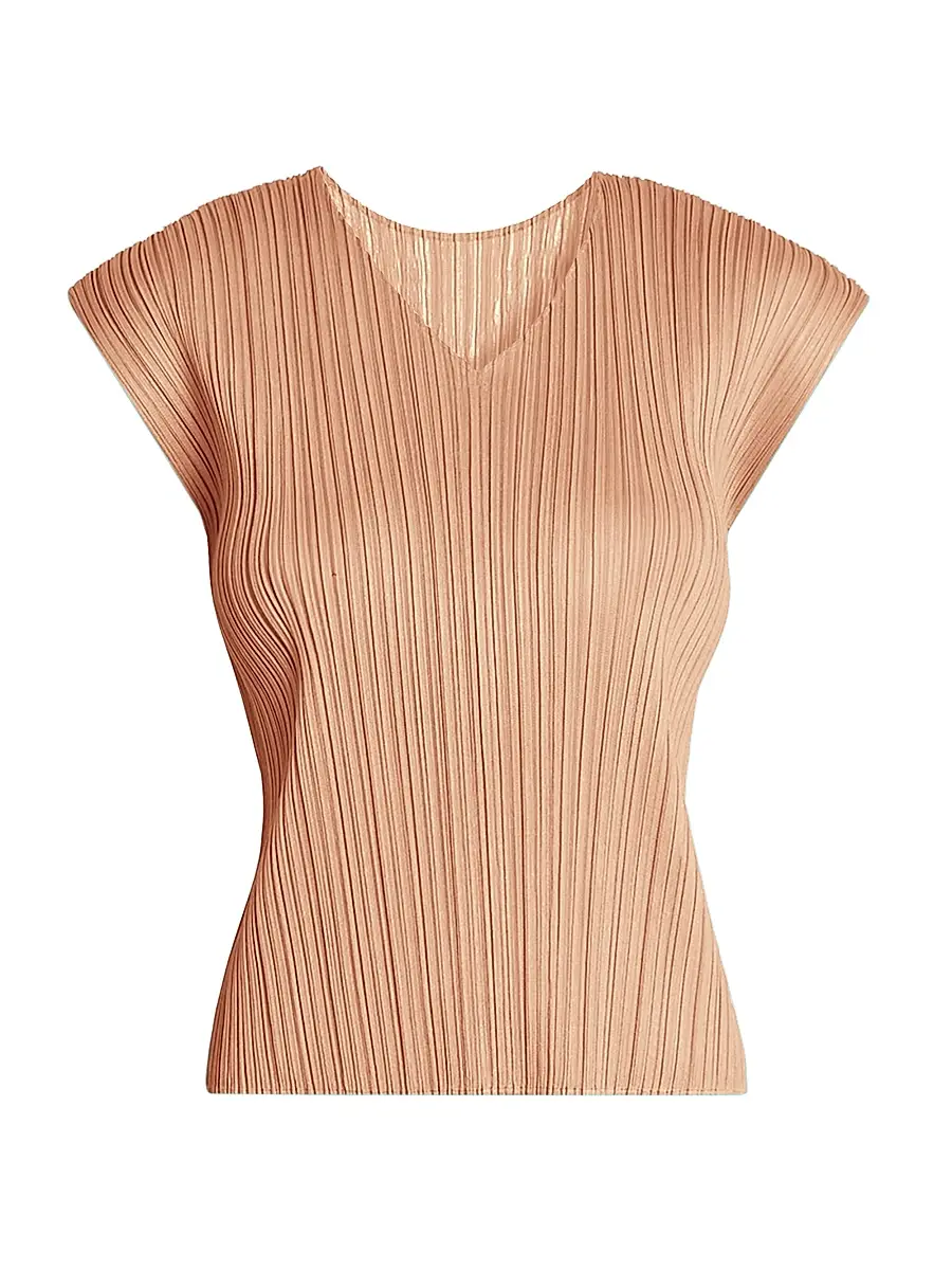 Pleats Please Issey Miyake Women's Monthly Colors: June Pleated Top - Pink Beige - Size Large | Image 1 Pleats Please Issey Miyake Women's Monthly Colors: June Pleated Top - Pink Beige - Size Large | Image 1